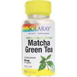 Solaray Matcha Green Tea 300 Mg, Organically Grown Formula 100 Veg Capsules