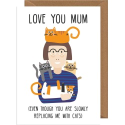 Replacing Me With Cats Mother's Day Card