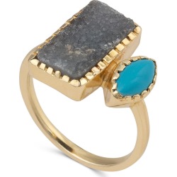 Atlanta Turquoise & Druzy Stone Gold Plated Ring