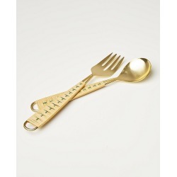 Rattan & Gold Metal Salad Servers