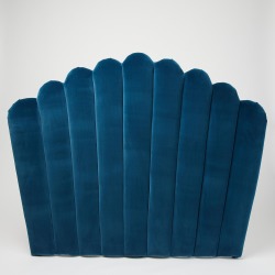 Flora Azure Blue Velvet Headboard Double