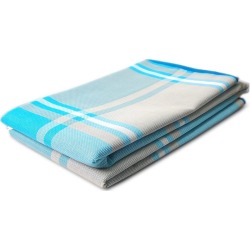 Sand Free Rug, Blue Plaid, 6'6" x 6'6"