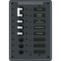 Blue Sea 230V AC Main + 6 Position Circuit Breaker Panel, Model 8127