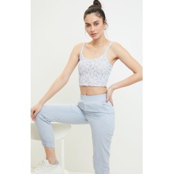 Me To We Womens Riley Lace Cami Top - Blue size Large