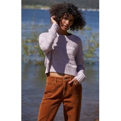 Me To We Womens Shadow Crew Neck Sweater - Purple size Large