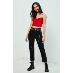 Me To We Womens Sweetheart Mesh Cami Top - Red size Large
