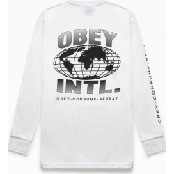 Obey Mens Consume Repeat Intl. Long Sleeve T-Shirt - White size XL