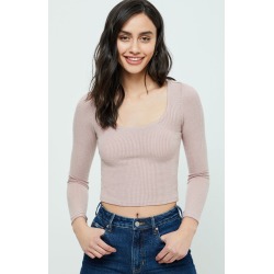 Me To We Womens Picot Long Sleeve Top - Pink size Large