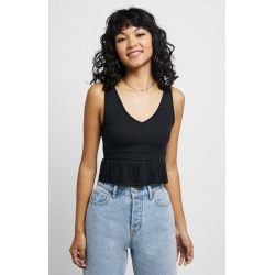 Me To We Womens Peplum Tank Top - Black size Large