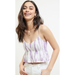 Me To We Womens Nikki Smocked Peplum Tank Top - Purple size Large