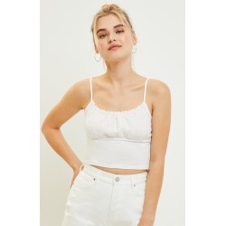 Me To We Womens Alexa Shirred Tank Top - White size Large