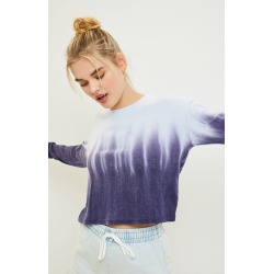 Me To We Womens Tie Dye Long Sleeve Top - Blue size Large