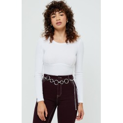 Me To We Womens Ivette Wire Long Sleeve Top - White size Large
