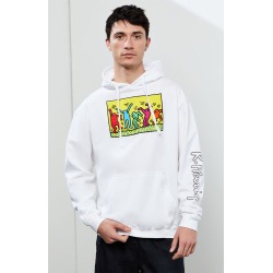 PacSun Mens Keith Haring Hoodie - White size Medium