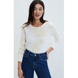 Me To We Womens Tie Dye Waffle Knit Long Sleeve Top - Yellow size Large