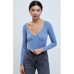 Me To We Womens Sangria Long Sleeve Top - Stone Gray size Large