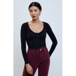 Me To We Womens Sangria Long Sleeve Top - Black size Large