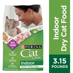 Purina Cat Chow Indoor Dry Cat Food Bag - Hairball + Healthy Weight, 3.15 lb