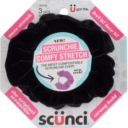 Scunci Comfy Core Scrunchies - Black, 3 Count