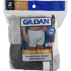 Gildan Men's Boxer Brief Cotton Comfort, Plush Waistband, Large - 2 pk