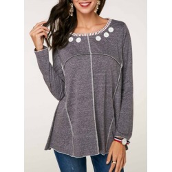 Button Detail Long Sleeve T Shirt