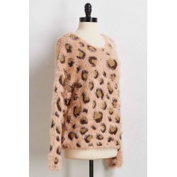 blushing leopard sweater - Red