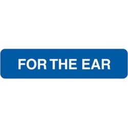 For The Ear 1-5/8" x 3/8" Blue/White Label (Roll of 500)