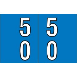 Barkley DBKE Compatible "50" Double Digit Labels, Laminated Stock, 1" X 1-1/2" Individual Numbers - Roll of 500