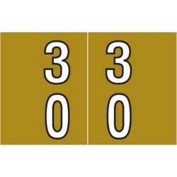Barkley DBKE Compatible "30" Double Digit Labels, Laminated Stock, 1" X 1-1/2" Individual Numbers - Roll of 500