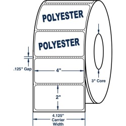 4" x 2" White 4 mil White Polyester Roll Labels Thermal Transfer Labels, Perfed, 2900 per roll (4 Rolls per Carton)