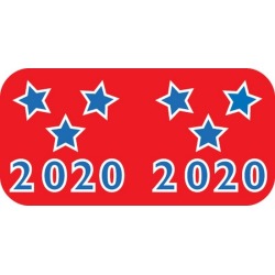 Patriot Compatible "20" Yearband Labels, Patriotic Labels,Laminated Stock 1-1/2" x 3/4" - 500 per Roll