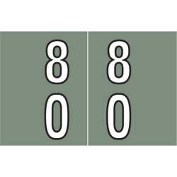 Barkley DBKM Compatible "80" Double Digit Labels, Laminated Stock, 1" X 1-1/2" Individual Numbers - Roll of 500