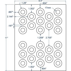 1.3" x 1.3" White CD/DVD Hub Label, 26 Labels per Sheet (100 Sheets per Carton)