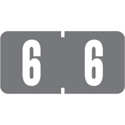 Tab Compatible Mini Numeric "6" Labels, Vinyl Kimdura Stock, 1/2" X 1" Individual Numbers - Roll of 1000
