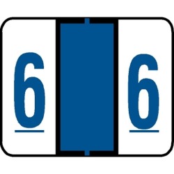 Tab Compatible Numeric "6" Labels, Vinyl Kimdura Stock, 1" X 1.25" Individual Numbers - Roll of 500