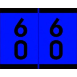 Barkley SFDM Compatible "60" Double Digit Labels, Laminated Stock, 1-3/16" X 1-1/2" Individual Numbers - Roll of 500