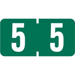 Tab Compatible Mini Numeric "5" Labels, Vinyl Kimdura Stock, 1/2" X 1" Individual Numbers - Roll of 500