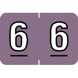 Barkley NBKM Compatible Numeric "6" Labels, Laminated Stock, 1" X 1-1/2" Individual Numbers - Roll of 500