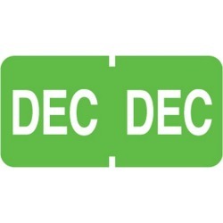 Tab Compatible "Dec" Month Labels, Vinyl Kimdura Stock, 1" X 1/2", Individual Months - Roll of 500