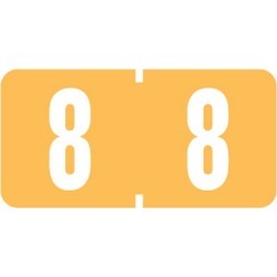 Tab Compatible Mini Numeric "8" Labels, Vinyl Kimdura Stock, 1/2" X 1" Individual Numbers - Roll of 1000