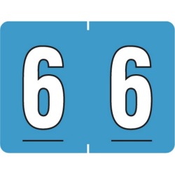 Tab Compatible Mini Numeric "6" Labels, Vinyl Kimdura Stock, 1/2" X 1" Individual Numbers - Roll of 500