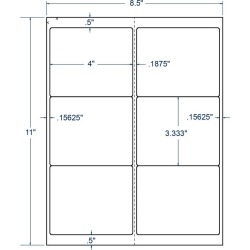 4" x 3.3333" InkJet Laser Labels, White, (6 Labels per Sheet, 250 Sheets per Carton)