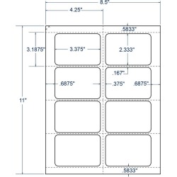 3.375" x 2.33" White Name Badge, 8 Labels per Sheet (100 Sheets per Carton)