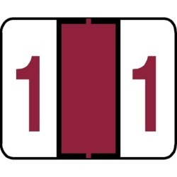 Tab Compatible Numeric "1" Labels, Vinyl Kimdura Stock, 1" X 1.25" Individual Numbers - Roll of 500