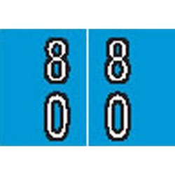 Barkley DAVM Compatible "80" Double Digit Labels, Laminated Stock, 1-3/16" X 1-1/2" Individual Numbers - Roll of 500