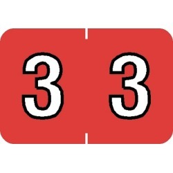 Barkley NBKM Compatible Numeric "3" Labels, Laminated Stock, 1" X 1-1/2" Individual Numbers - Roll of 500