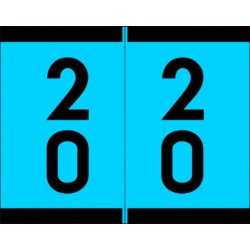 Barkley SFDM Compatible "20" Double Digit Labels, Laminated Stock, 1-3/16" X 1-1/2" Individual Numbers - Roll of 500
