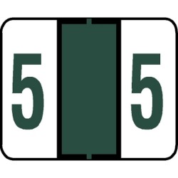 Tab Compatible Numeric "5" Labels, Vinyl Kimdura Stock, 1" X 1.25" Individual Numbers - Roll of 500