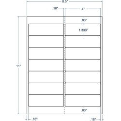 4" x 1.3333" InkJet Laser Labels, White, (14 Labels Per Sheet, 250 Sheets per Carton)