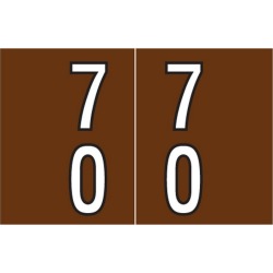 Barkley DBKM Compatible "70" Double Digit Labels, Laminated Stock, 1" X 1-1/2" Individual Numbers - Roll of 500